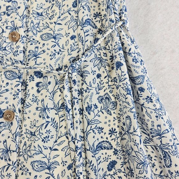 Sienna Sky Dress Womens S Button Front Floral Print Summer White Blue Strappy - Picture 10 of 16